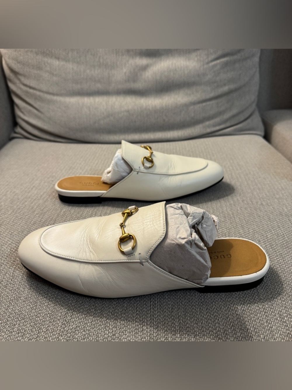 Gucci Princetown Leather Slipper White - Picture 9 of 11